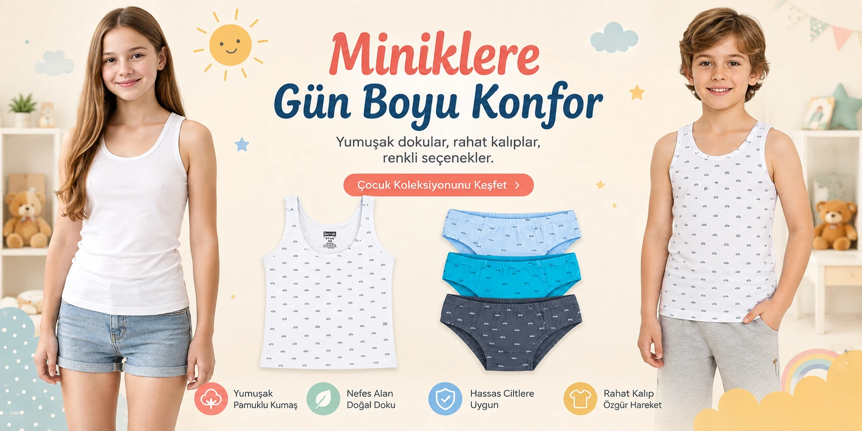 Katmirra miniklere gün boyu konfor çocuk koleksiyonu